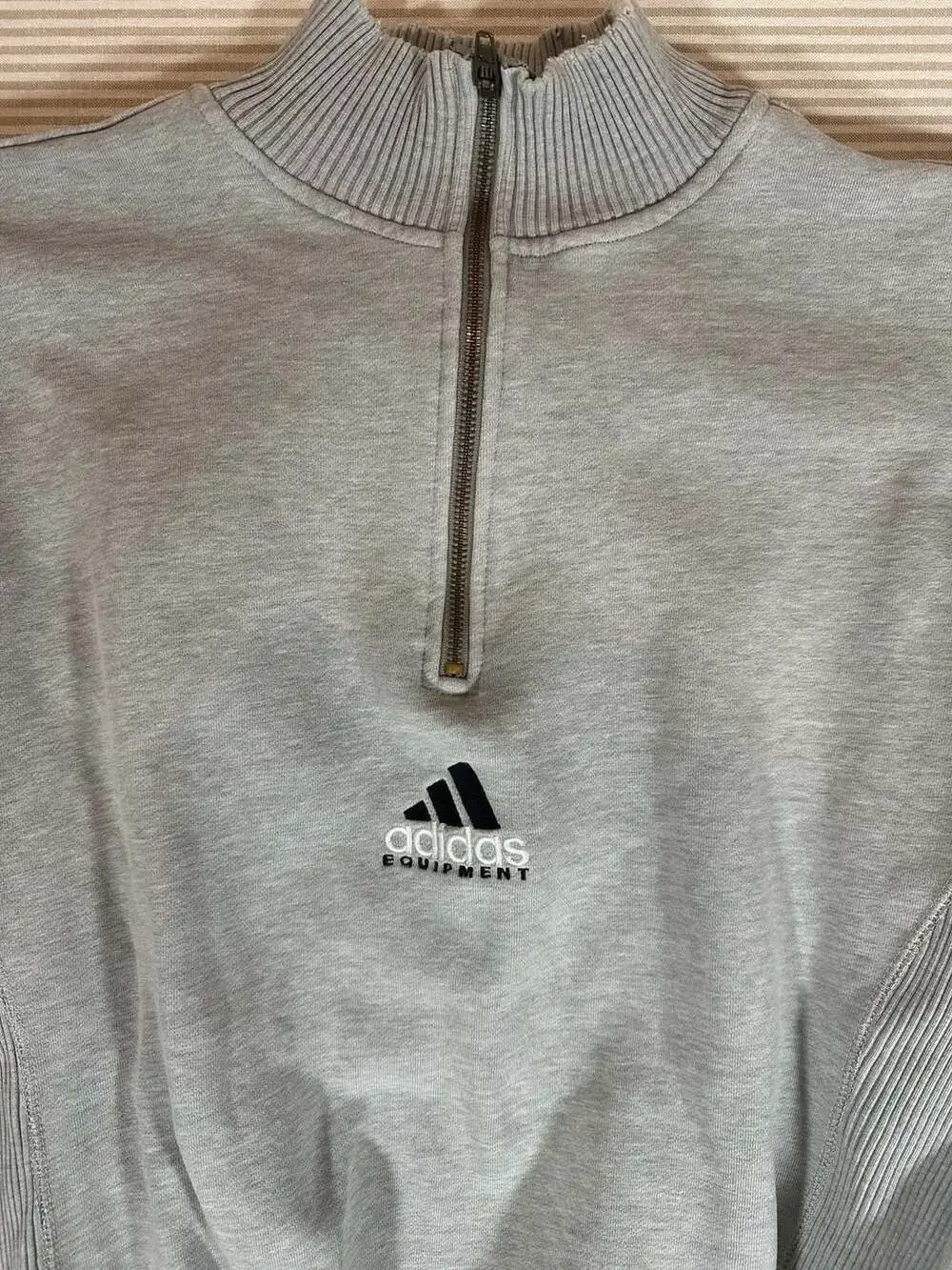 Vintage 90s Adidas Equipment Quarter Zip Sweatshirt Grey